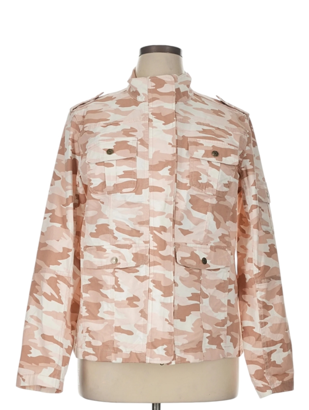 Neutral Light Desert Camouflage Safari Cargo Pockets Utility Light Jacket Sz S - Picture 8 of 10